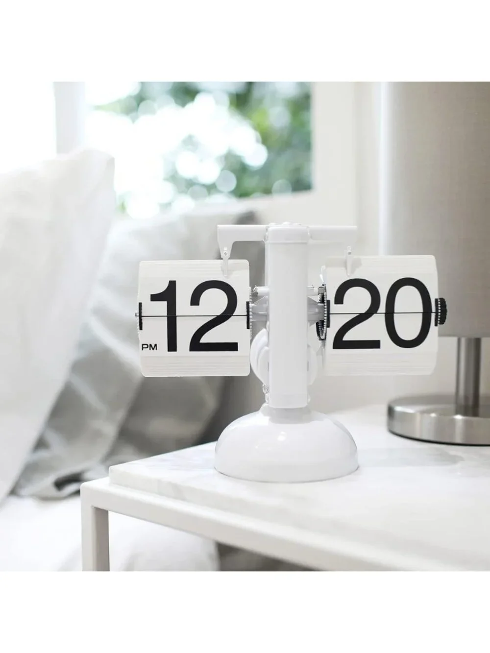 Home White Analog Quartz Large Number Antique Vintage Design Flip Desk Clock
